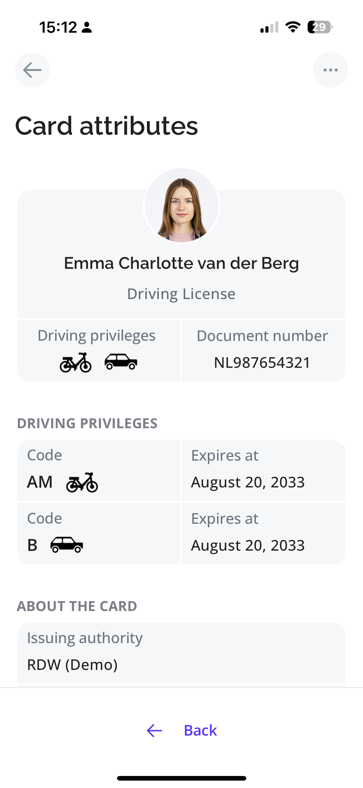 mDL sample credential in the Paradym Wallet