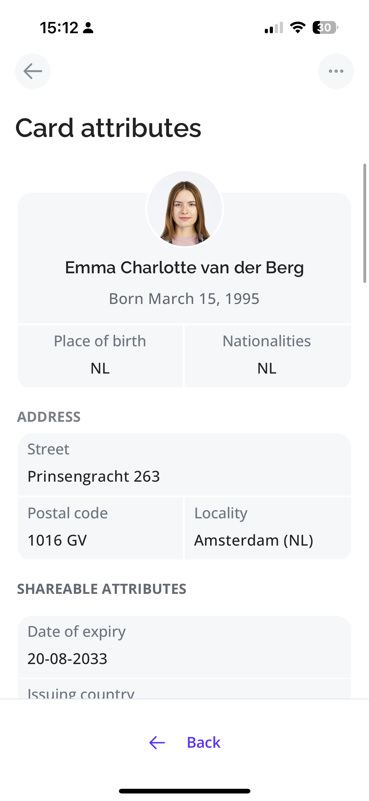 PID sample credential in the Paradym Wallet